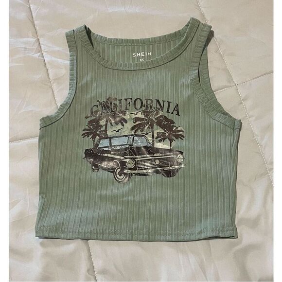 Ribbed sage California crop tank top by Shein - Picture 1 of 7